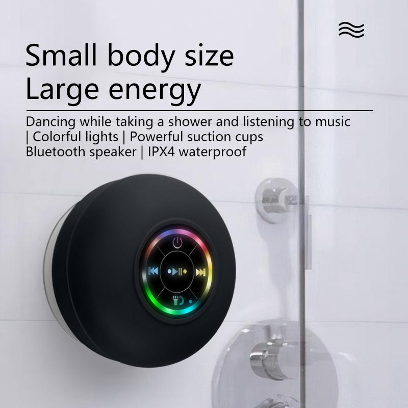 2025 Bathroom Waterproof Wireless Led Bluetooth Speaker Large Suction Cup Mini Portable Speaker Outdoor Sports Stereo Speaker