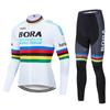 Spring and summer long-sleeved cycling suit, team version, quick-drying cycling strap suit, road cycling suit.