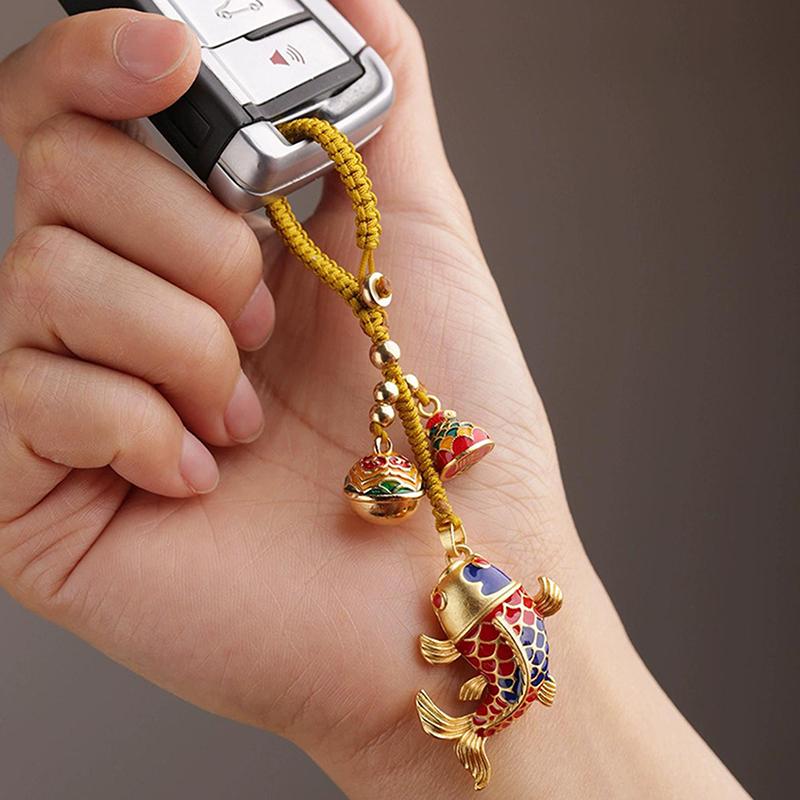 

Высококачественный Кои Изысканный Подвеска для Ключей от Машины в Китайском Стиле для Пары Брелок для Сумки Подвесное Украшение Шнурок