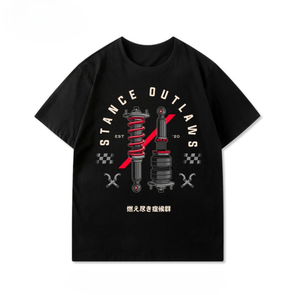 2025 Modified Car Culture Shock-absorbing Car Friends Association Loose Short Sleeve Men and Women T-shirt Fashion Brand Summer