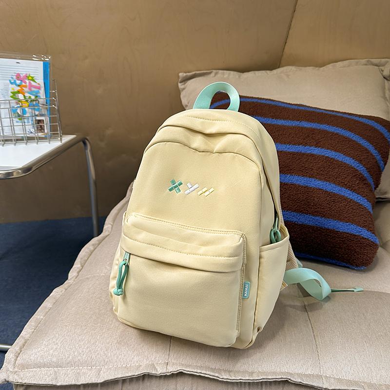 Student Schoolbag Women's Nylon Backpack Lightweight Solid Color Backpack Travel Bag