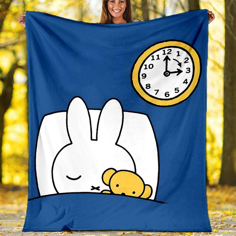 1pc Miffy2 Theme Blanket - Digital Print, Polyester, Cozy for All Seasons, Perfect for Outdoor, Camping, and Travel