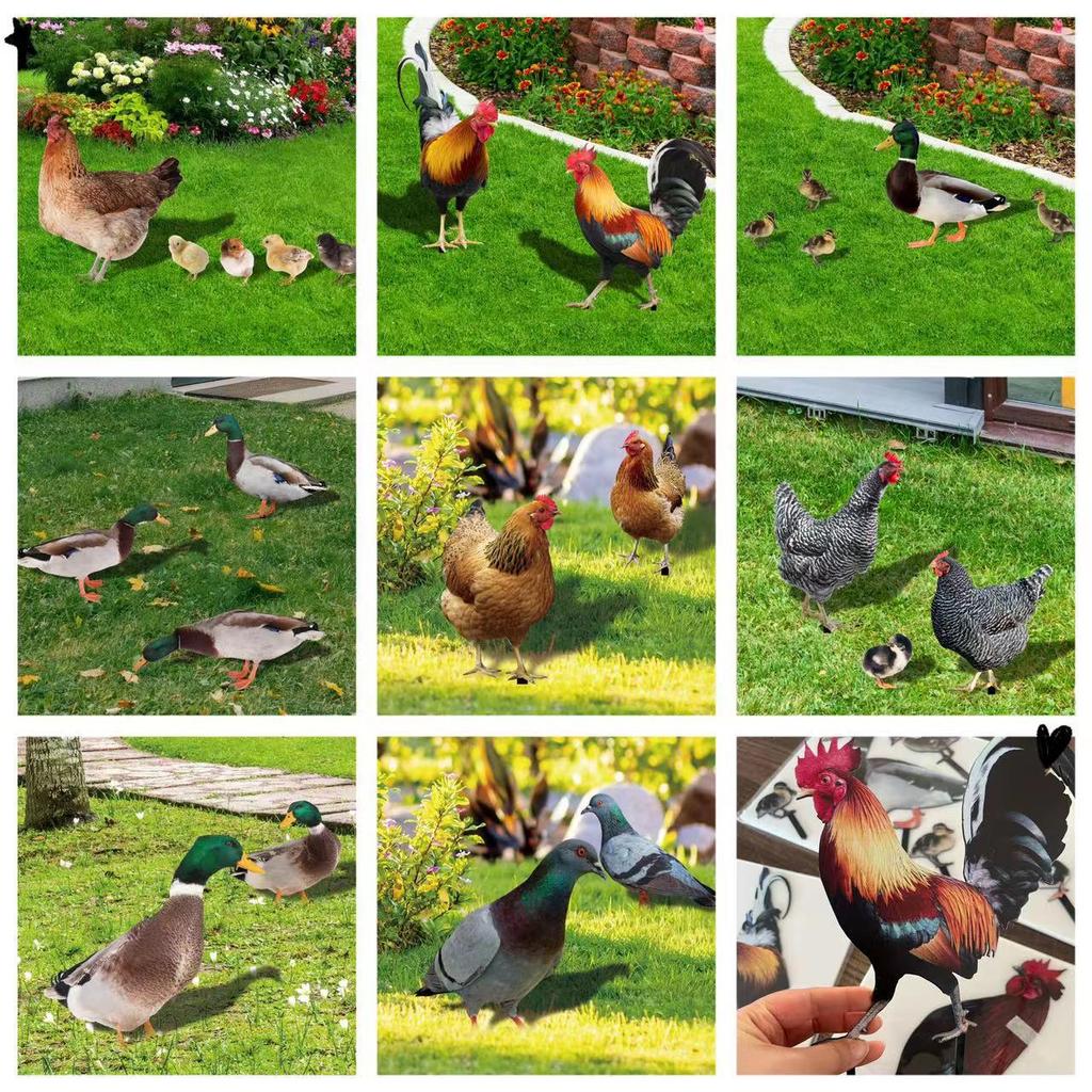 YKLU069-256 3D Rooster, Hen, Duck & Pig Outdoor Garden Decoration Plug