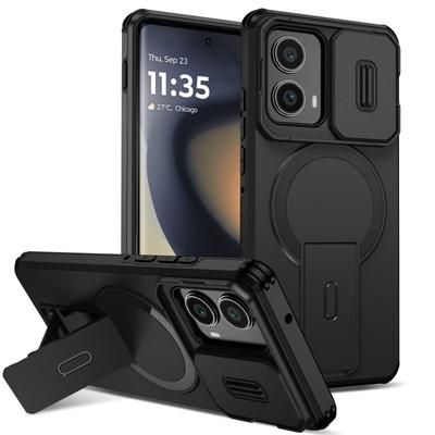 2 In 1 Slide Window Magnetic Phone Case For Motorola Moto Edge 2025 6.7 Inches Soft TPU Frame Hard Plastic Ptotective Back Cover