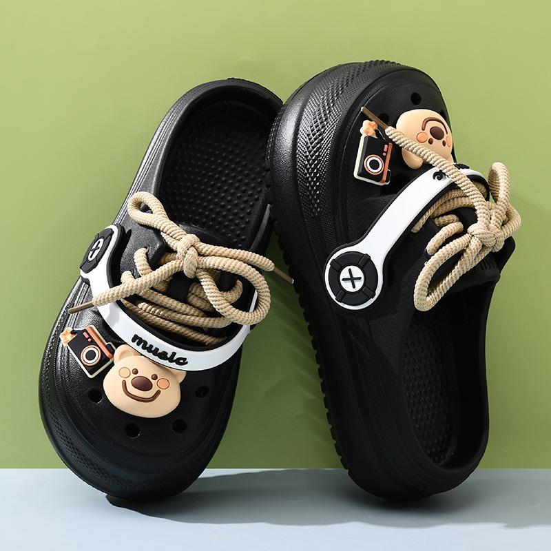 Hole shoes garden shoelaces shoes flower soft sole heightening sandals outdoor non-slip beach slippers