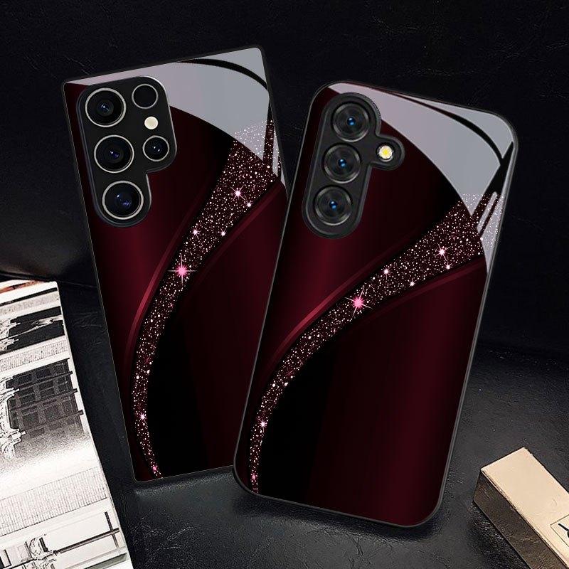 Wave pattern glass phone case suitable for Samsung Galaxy S26 S25 S24 S23 S22 S20 FE Ultra Plus anti drop back cover