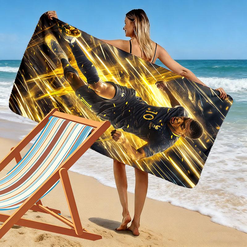Kylian Mbappé Force Beach Towel, Large Soft Quick Dry Towel for Beach Camping Swimming