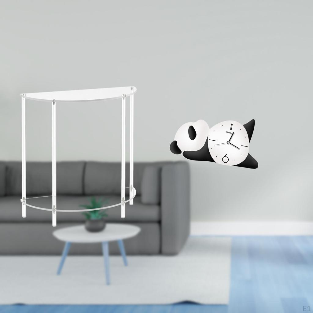 Acrylic Panda Table with Modern Cute Shape for Room Decor Practical Sturdy Nightstand Wall Clock
