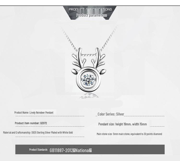 Lively Antler Necklace with Dancing Heart - S925 Sterling Silver Clavicle Chain Christmas Gift for Women