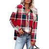 Women's V Neck Button Hooded Plaid Long Sleeve Pullover Sweatshirt, Europe America Fashion Casual Top for Crossborder