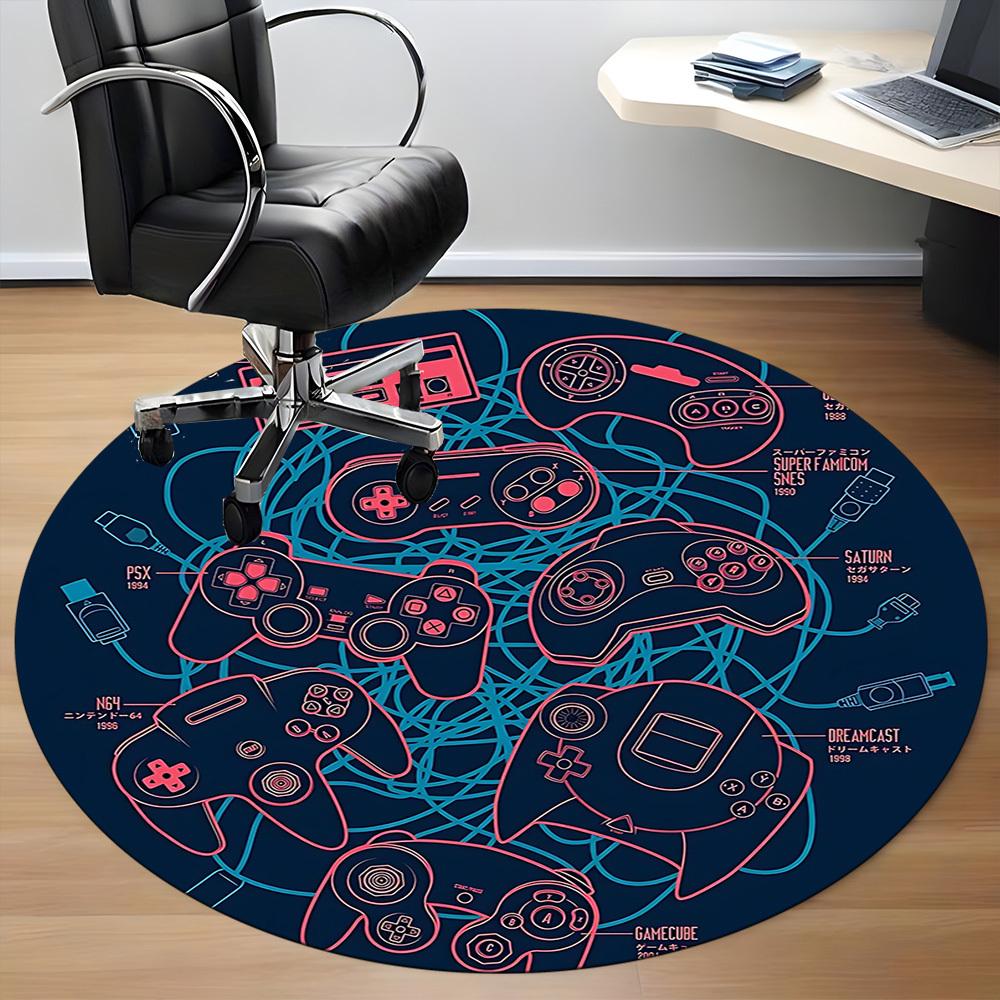 1pc Gaming Controllers Office Round Area Rug, Under Office Chairs Bedroom Living Room Home Decor, Room Deco