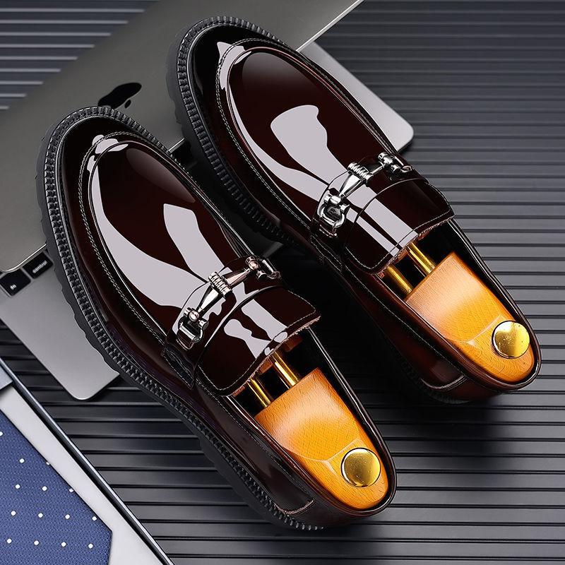 Large Size Men's Business Dress Leather Shoes Men's Genuine Leather British Casual Men's Shoes Patent Leather Suit Wedding Shoes Trendy Shoes