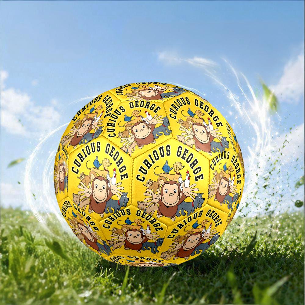 Curious George And Elephant Adventure Size 5 Soccer Ball,Indoor/Outdoor Suitable for Training Matches Tournaments Practice Games Perfect Gift for Fan
