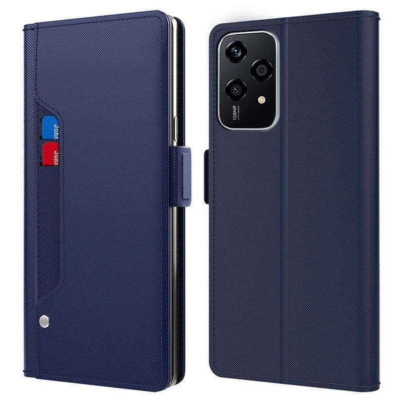 

For Honor 200 Lite Phone Case PU Leather Folio Flip Cover with Mirror Blue