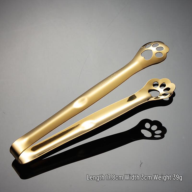 Qianxing 304 Stainless Steel Golden Cat Paw Food Tongs (10-Pack)