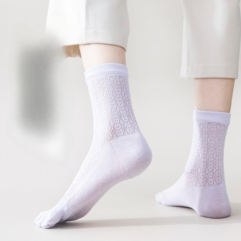 Summer Socks for Women: Thin Mesh Mid-calf Socks, Summer Five-finger Pilates Socks, Thigh-high Socks