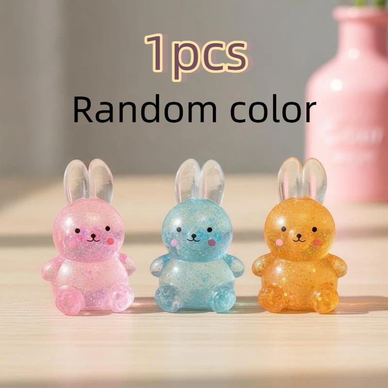 1/4Pcs Colorful Rabbit  Toy Soft Tpr Slow Rising Sequins Maltose Squeeze Fidget Stress Relief Toy For Adults