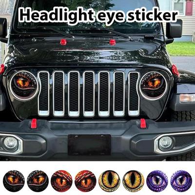Headlight Decal 3D Stereo Beast Eyes Stickers Weather Resistant Reflective Car Window Bumper Decoration Stickers For Truck