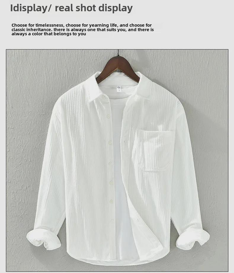 Podzimní manšestrová pánská ležérní retro košile s dlouhým rukávem pro rodiče a děti