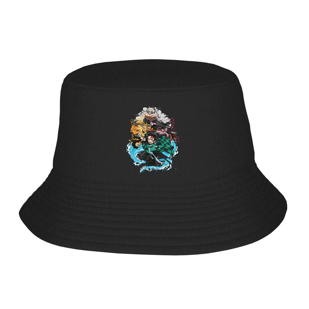 Unisex Bucket Hats Muichiro Tokito Summer Beach Vacation Getaway Headwear Hiking Fisherman Hats Anime Demon Slayer Panama Hat