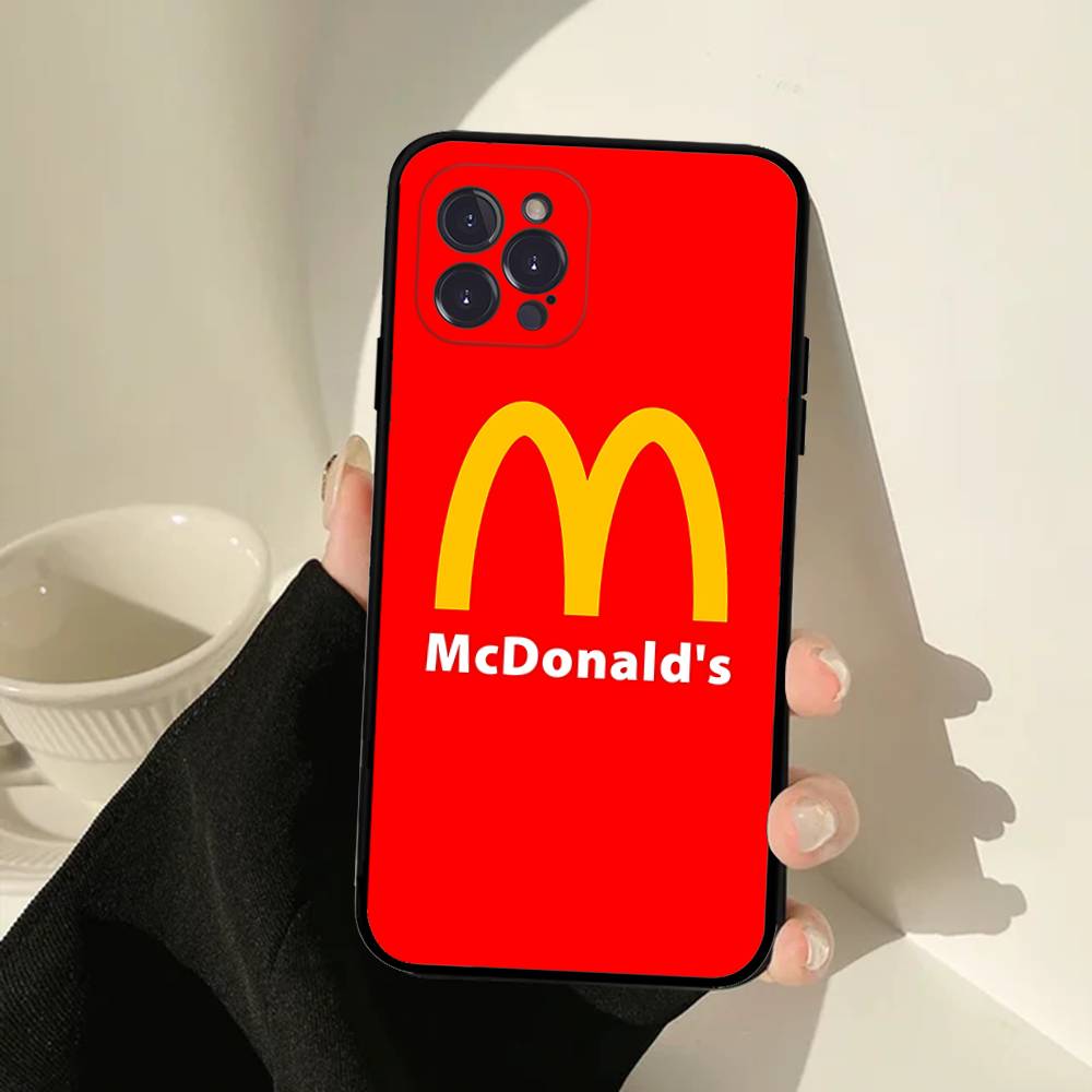 M Famous LOGO M-McDonaldes Phone Case For IPhone 17 16 15 14 13 12 11 Pro Max Plus Mini Soft Black Cover