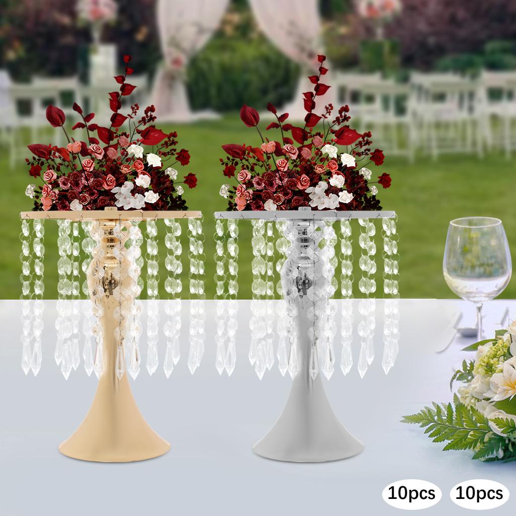10PCS Acrylic Flower Stands Gold/Silver, Modern Crystal-like Display Stands for Centerpieces, Wedding, Party Decor