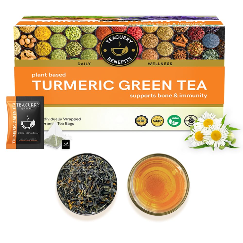 

TEACURRY Turmeric Green Tea - 30 Tea Bags 1 Month Pack