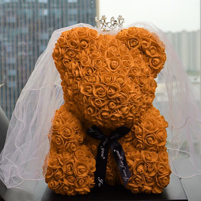 Eternal Flower Crown & Veil: Rose Bear Gift Box for Birthdays, Valentine's, Qixi, & Christmas