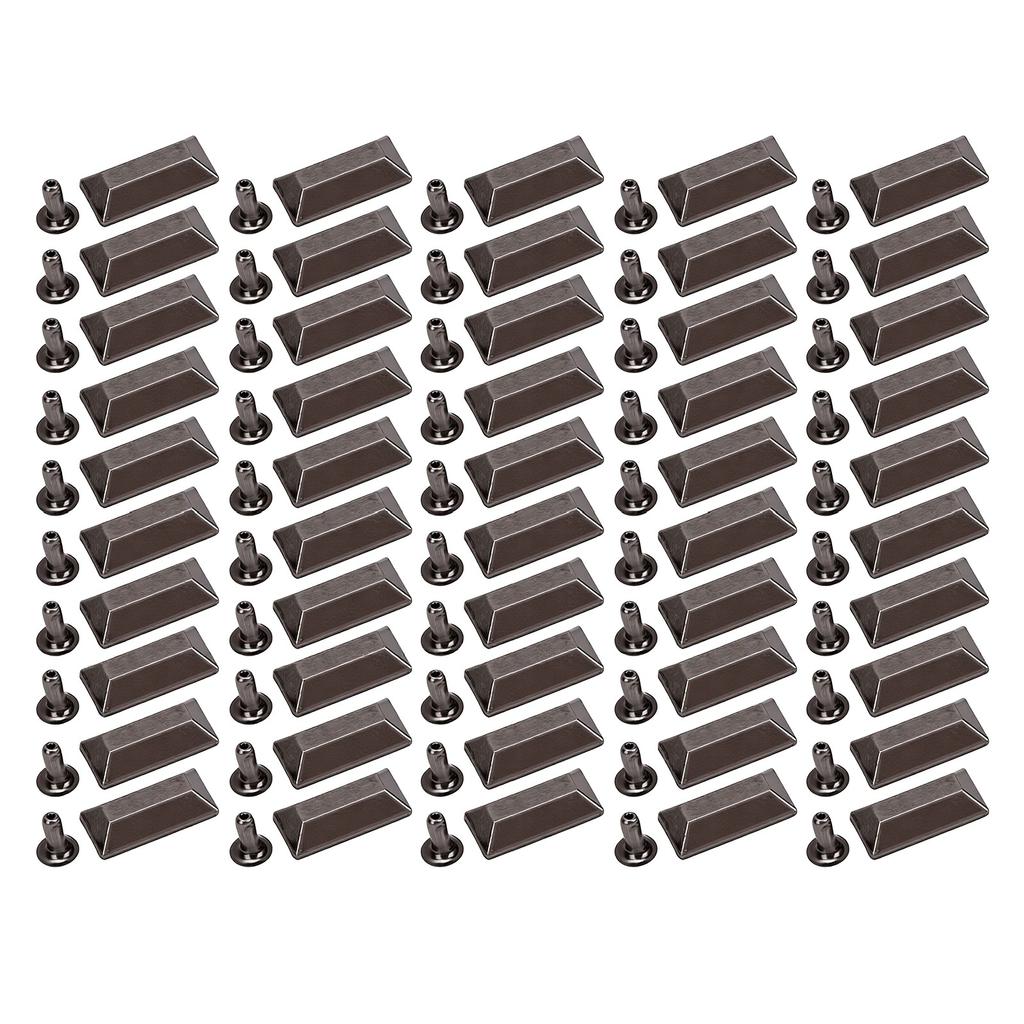 50 Sets Leather Rivets 18x9mm Antique Silver Rectangular Trapezoid Rivets with 3x7mm Iron Trumpet Foot for Craft Repair