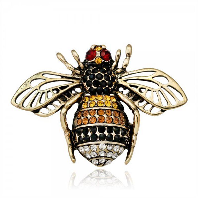 Vintage Fashion Bee Insect Brooch Colorful Enamel Crystal Rhinestone Animal Brooch For Women Men Statement Jewelry