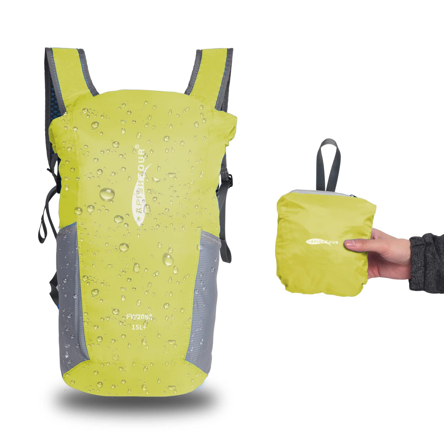 [AFISHTOUR] Outdoor Waterproof Backpack 15L, Lightweight and Foldable Backpack for Mountaineering, Cycling Backpack, Beach Camping Storage Bag,