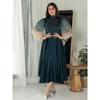 Indonesia Middle East Hot Drilling Robe Puff Sleeve Dinner Formal Dress Gradient Color Turtleneck Belt Jumpsuit Long Dress Dresses