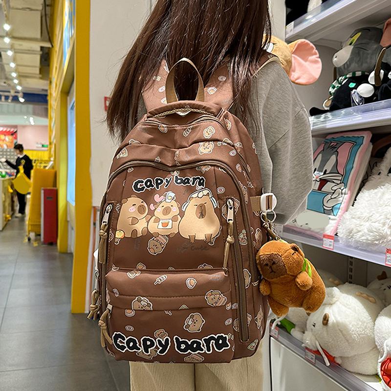 Cute Capybara Backpack Cartooon Large Capacity Backpack For Girls Boys Student Teenager Children's Primary Schoolbags