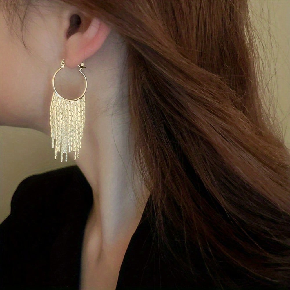 1 Pair Tassel Earrings, Long Temperament Earrings, Versatile And Fashionable Ear Accessories