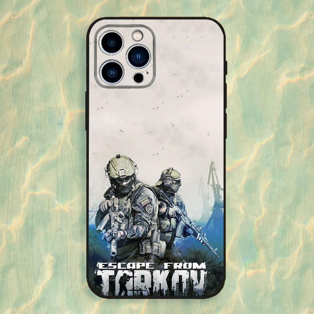 Игровой Чехол E-Escape From T-Tarkov для iPhone 16,15,14,13,12,11 Plus,Pro Max,XS,X,XR,SE,Mini,8,7, Мягкий Силиконовый Черный Чехол iPhone15plus