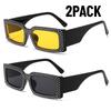 2PACK Trendy New Modern Diamond Glasses Fashionable Small Frame Square Sunglasses Women European and American Hip Hop Sunglasses