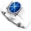Blue Star Sapphire Ring, 925 Sterling Silver, Lindy Star Lab Created Gemstone, September Birthstone, Flash Light Star