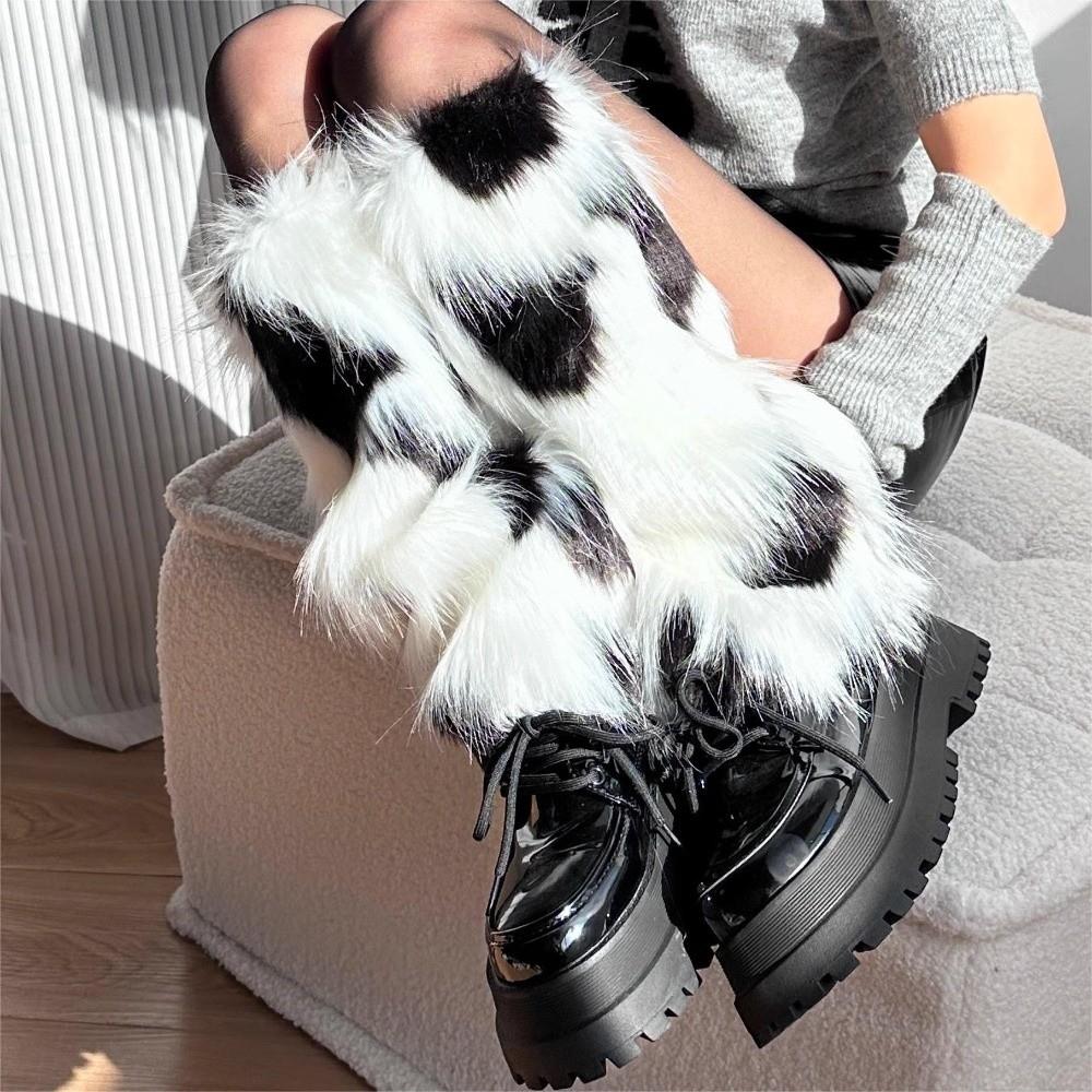 Japanese Style Lolita Boots Cover Thickened Knee High Girls Socks Furry Leg Warmers Autumn/Winter