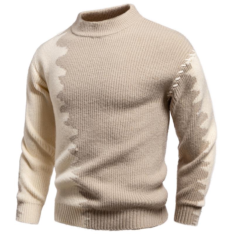 2025 Men's Color Block Knit Sweater: Trendy Loose Korean Style Autumn/Winter Base Layer