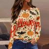 Mote Casual Langermet Trykk Rund Hals Pullover Topp Bluse for Kvinner