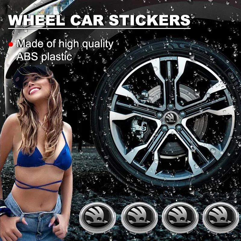 4pcs 56mm+60mm Car Wheel Center Hub Cap Rim Cover Emblem Stickers For Skoda Octavia 1 2 3 A4 5 MK2 Kodiaq Superb 3 Rapid Fabia 1