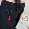 Flowers Beads Irregular Red Black Enamel Love Heart Pendant Necklaces for Women Adjustable Rope Chain Chokers Jewelry
