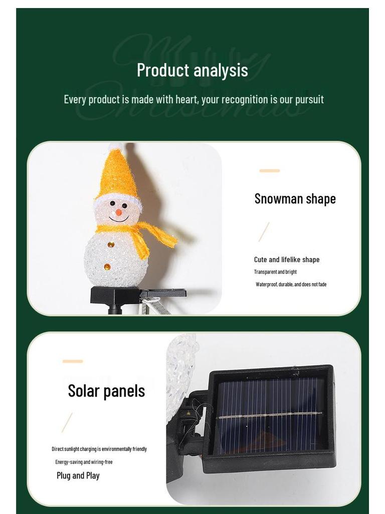 Wasserdichte Schneemann Solar Weihnachts Lichterketten zur Garten- und Rasendekoration