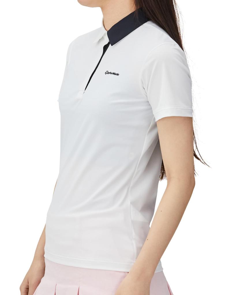TaylorMade Tour TM Basic S/S Polo Shirt, White, Size Small, Women's, 2024 Spring/Summer, TL458
