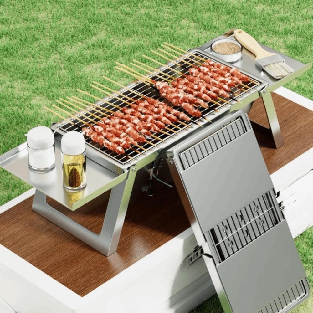 Stainless Steel Folding Barbecue Stove Adjustable Heat Setting Extendable Grill Rack Rust-proof Barbecue Grill Easy To Clean