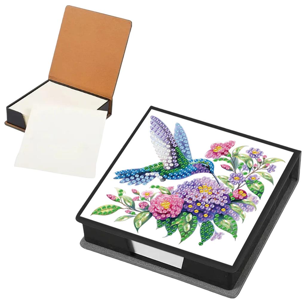 PU DIY Crystal Art Sticky Notes Holder with 160 Sheets Crystal Art Note Box for Home Office and School Supplies