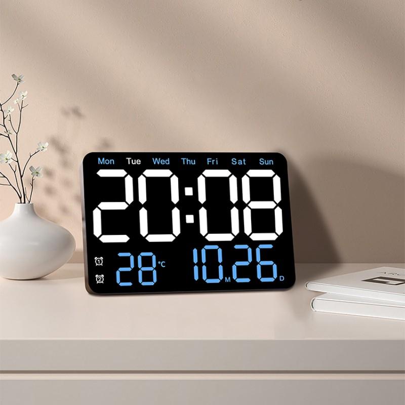 

Цифровые настенные часы с дистанционным управлением, температура, дата, неделя, обратный отсчет времени, настольные часы, 2 будильника, автоматический затемняемый светодиодный будильник на летнее время
