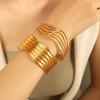 CARLIDANA Vintage Bracelet Stainless Steel Plated Gold Color Luxury Exaggerated Irregular Opening Bracelet New Women's Jewelry