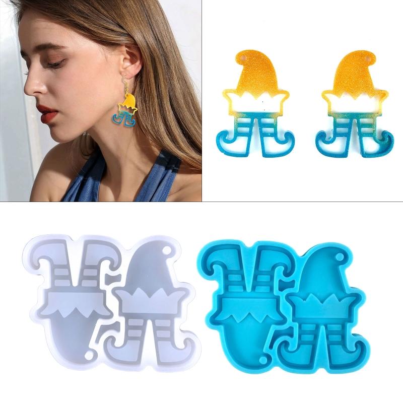 Christmas Elf Shape Pendant Earrings Silicone Mold Suitable for Epoxy Resin Diy Craft Charms Ornament Jewelry Making