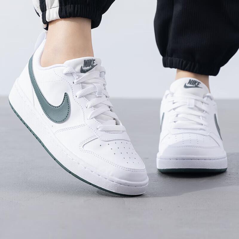 Nike Court Borough Slip Resistant Abrasion Resistant Low top Kids' Skateboarding Shoes White Green Sneakers DV5456-122